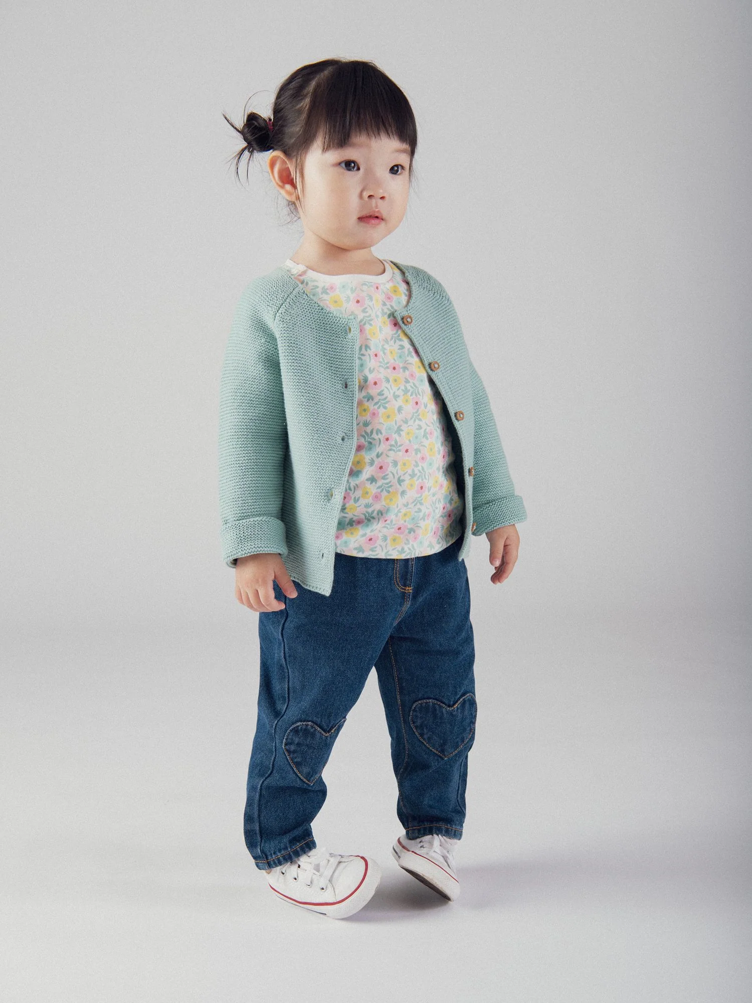 Cardigan en tricot bleu poudré pour bébé fille - Image 3