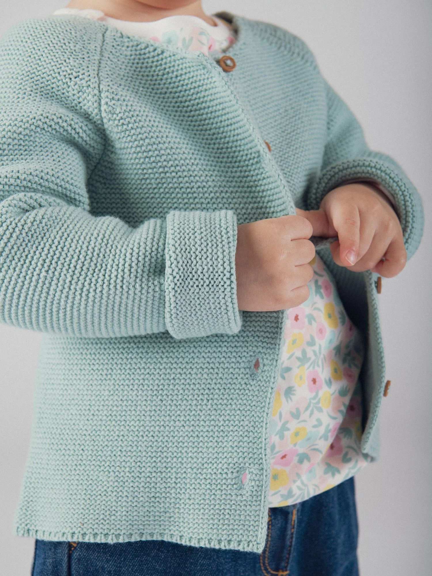 Cardigan en tricot bleu poudré pour bébé fille - Image 4