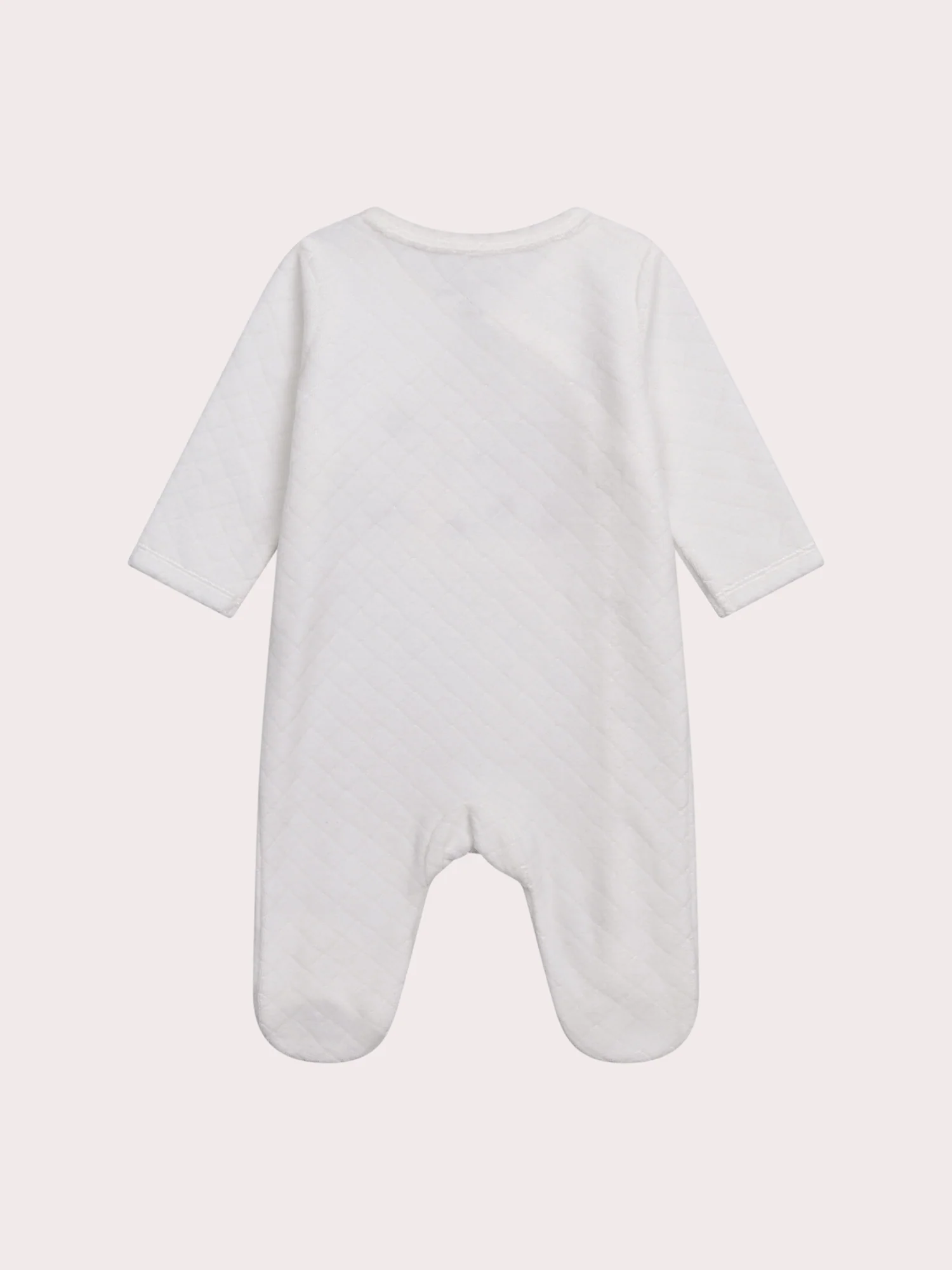 Grenouillère naissance en velours blanc motif "bb" - Image 4