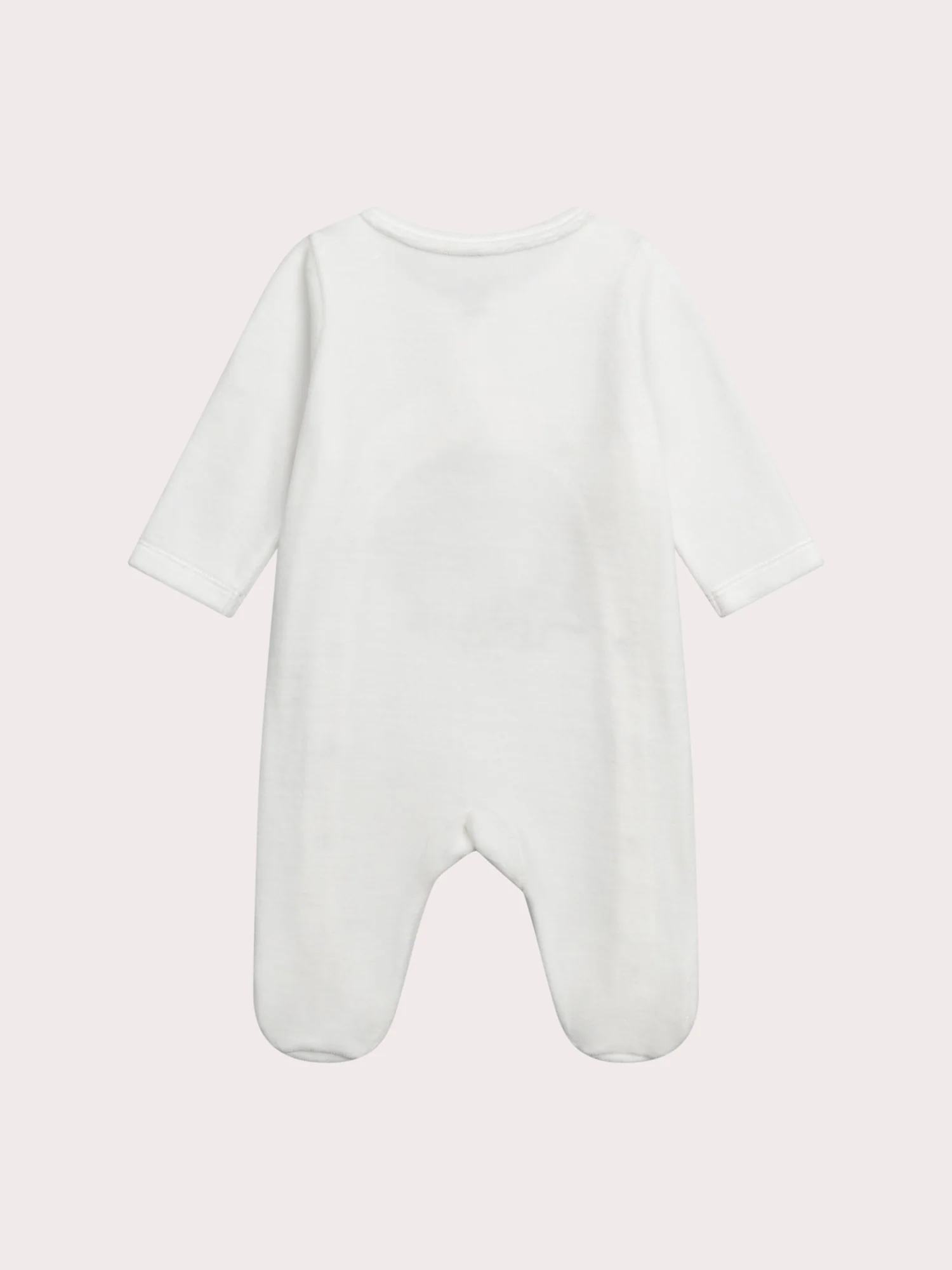 Grenouillère naissance en velours blanc motif champignon - Image 3