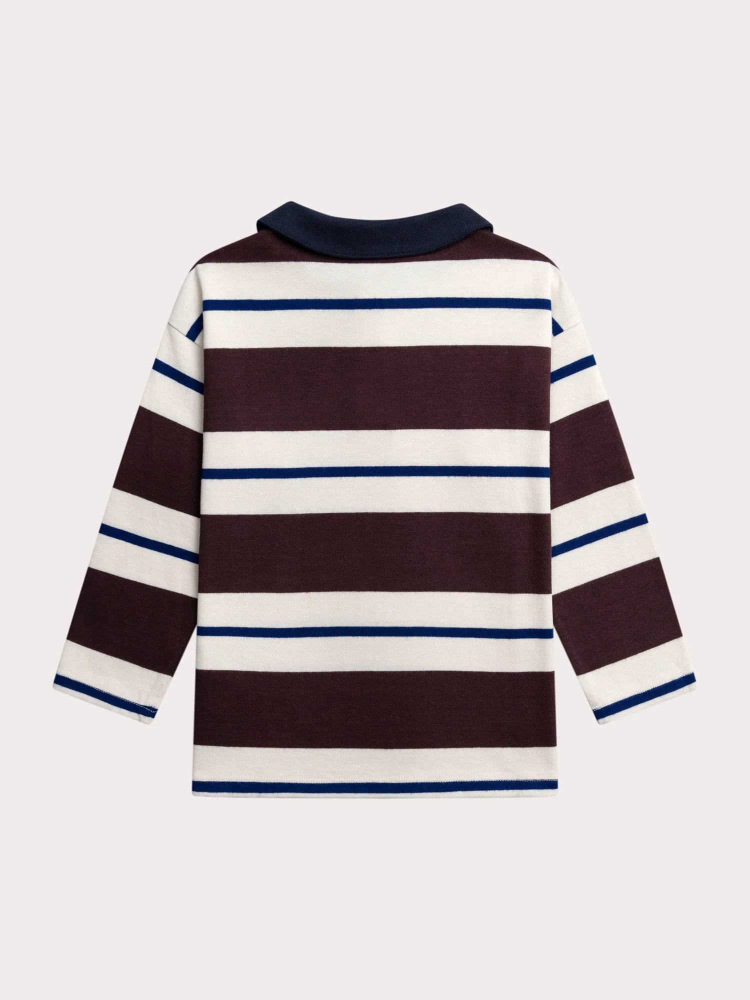 Polo manches longues rayé marron - Image 3