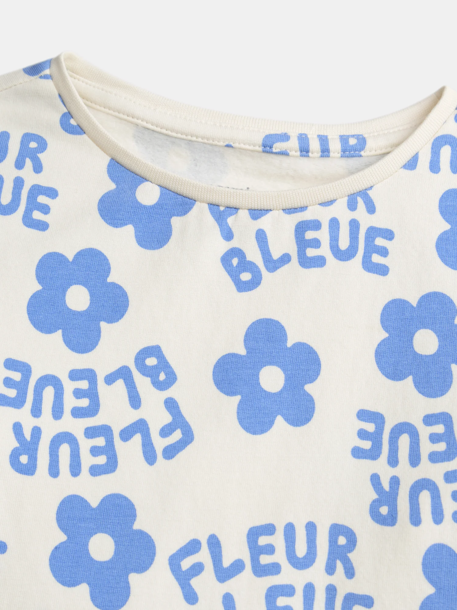 Pyjama écru imprimé all-over fleuri bleu  pour fille - Image 4