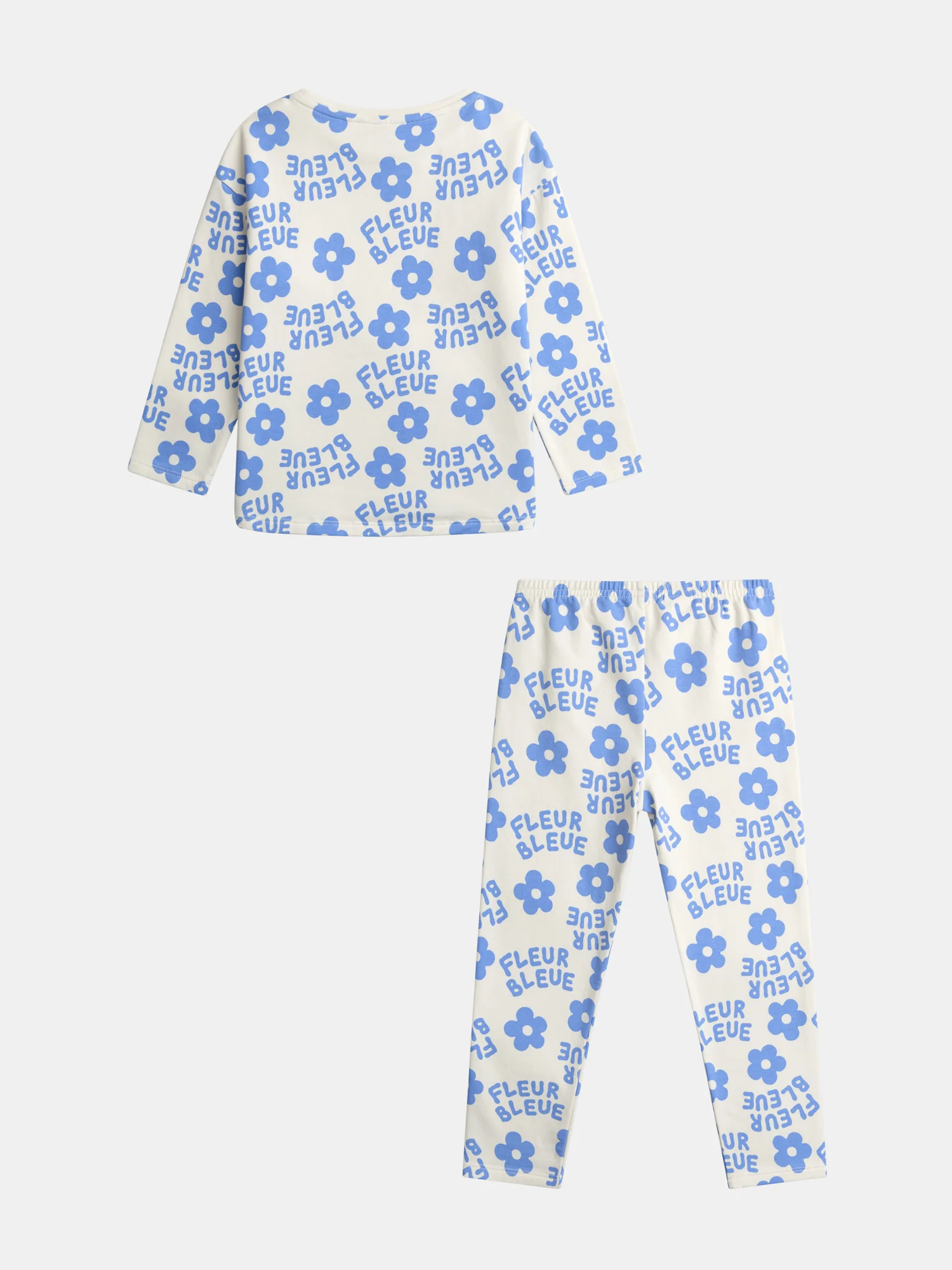 Pyjama écru imprimé all-over fleuri bleu  pour fille - Image 9