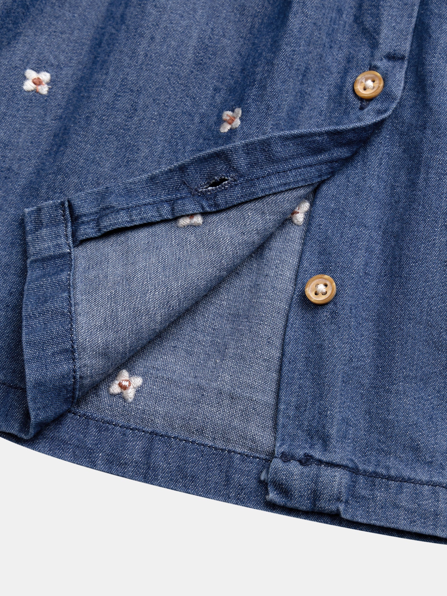 Robe en denim léger à broderies fleurs pour bébé fille - Image 7
