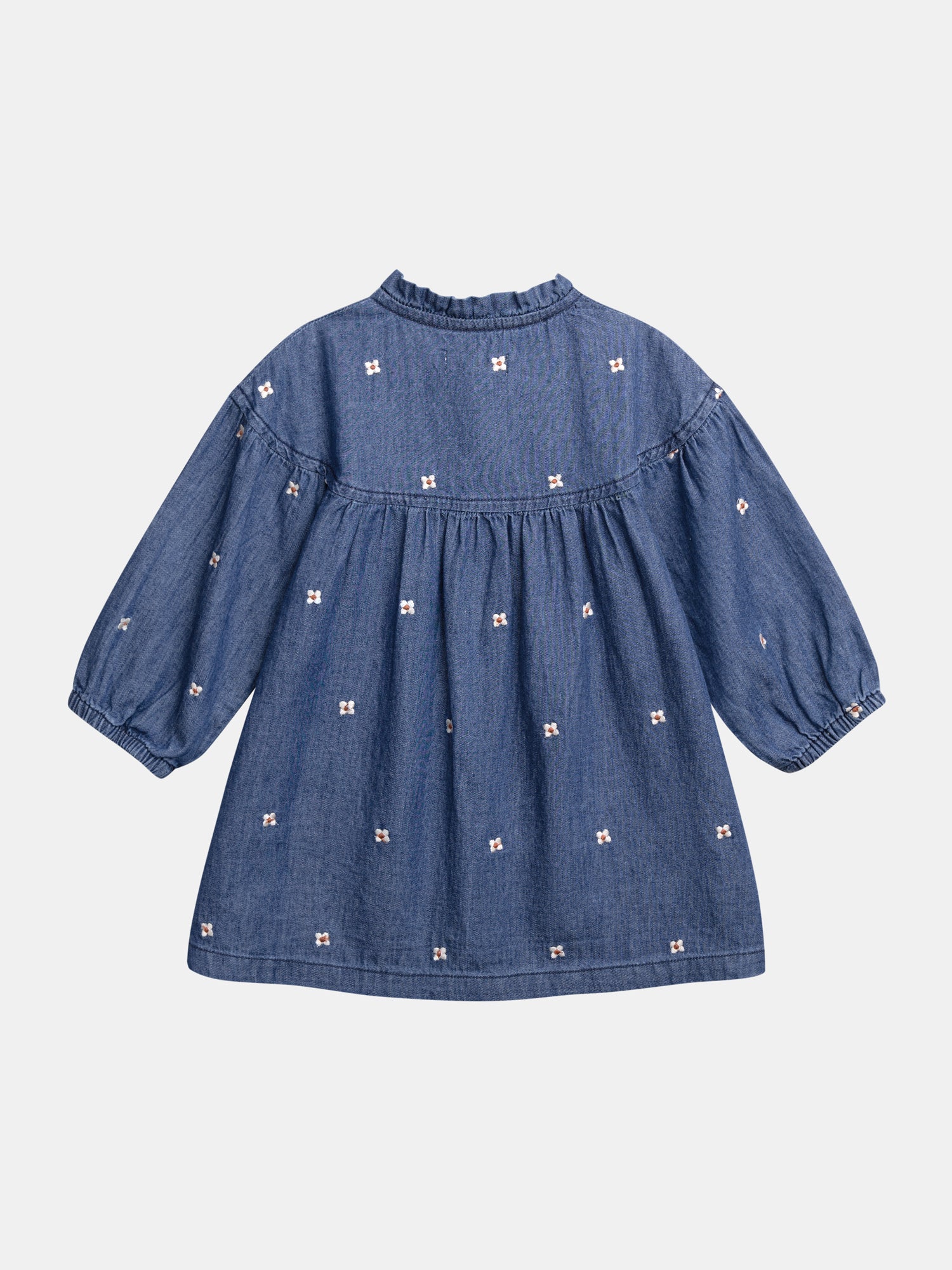 Robe en denim léger à broderies fleurs pour bébé fille - Image 9