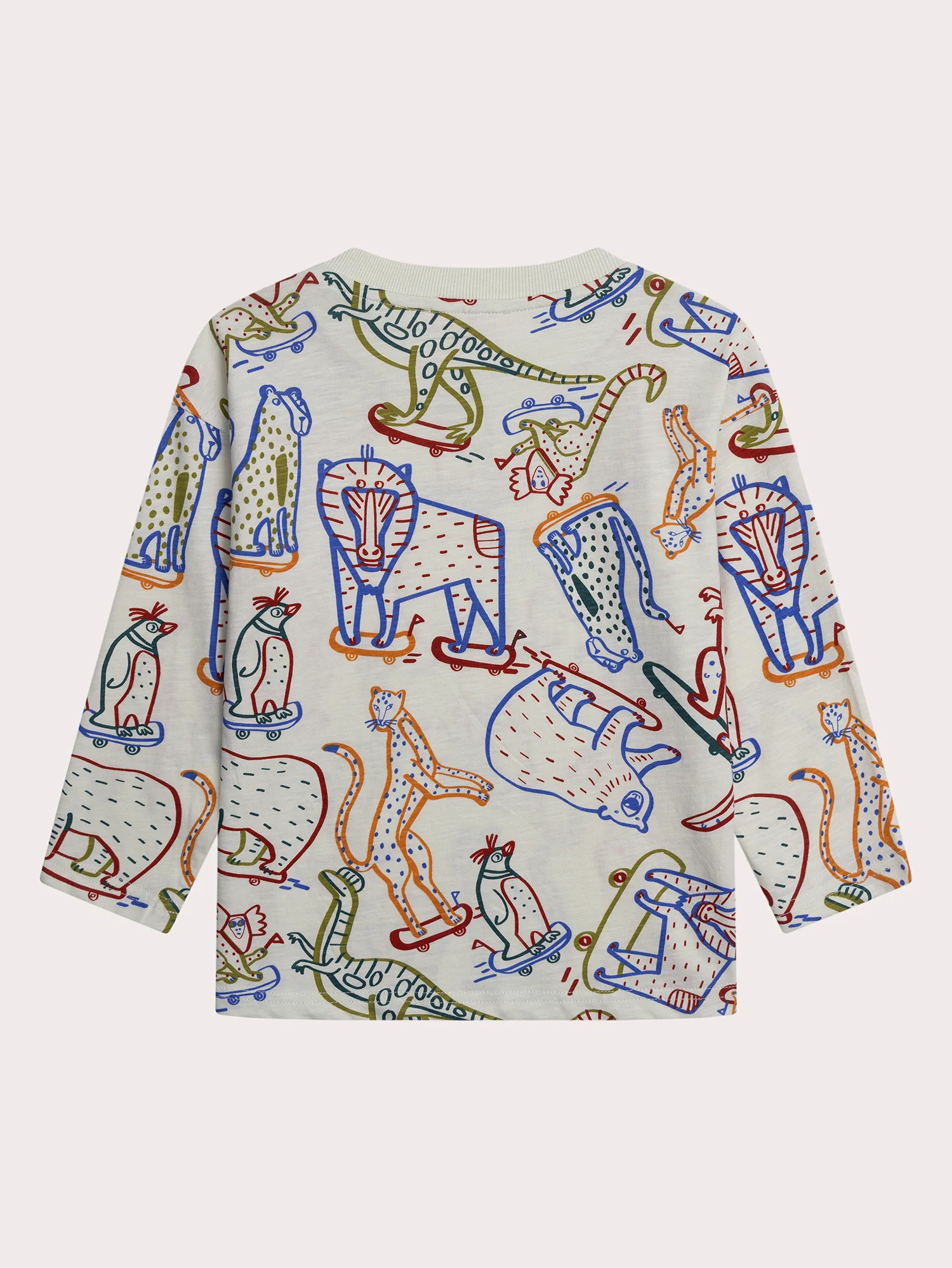 T-shirt manches longues écru imprimé en jersey flammé - Image 3