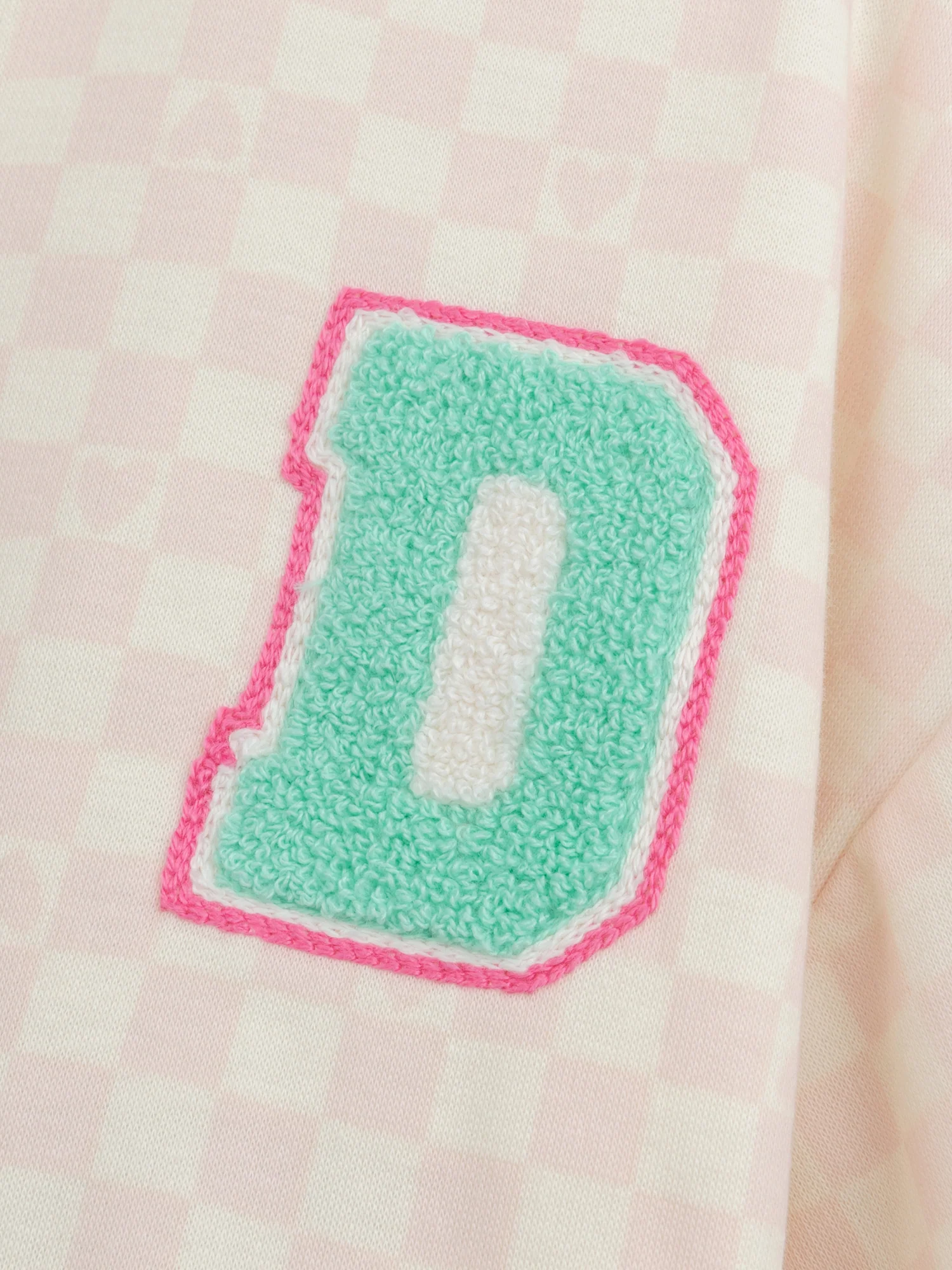 Veste teddy à damier rose et écru pour fille - Image 3