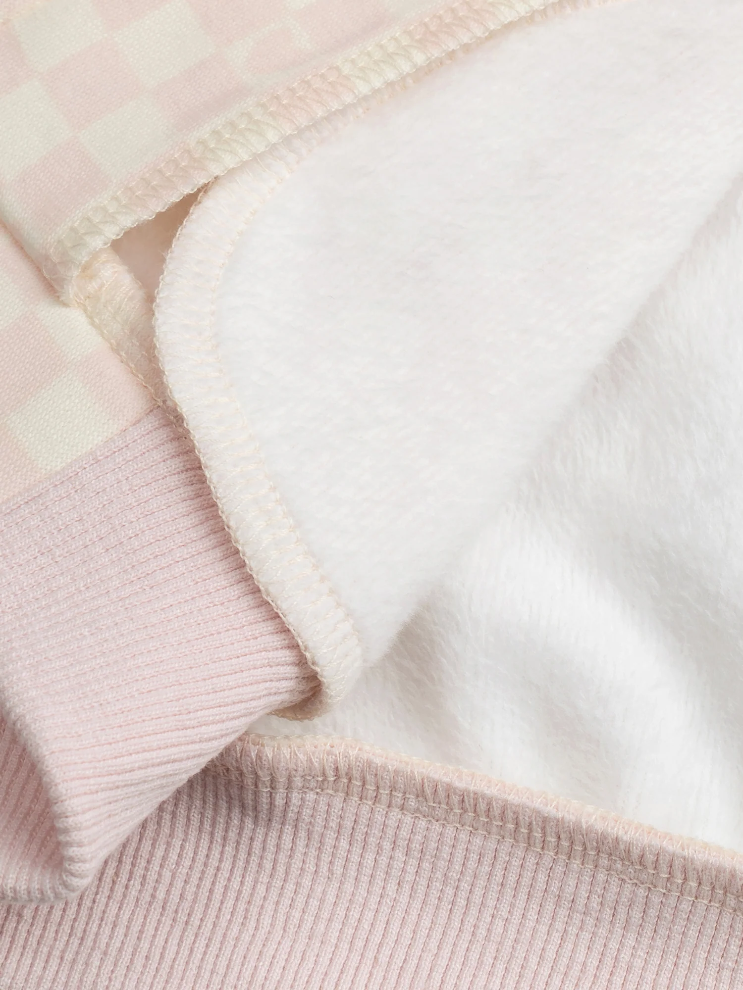 Veste teddy à damier rose et écru pour fille - Image 5